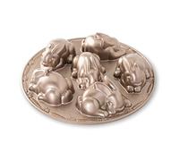 Nordic Ware Baby Bunny Cakelet Pan, Cast Aluminium Cake Tin with Cute Design, Premium Non-Stick Pan Made in The USA, Colour: Toffee