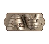 Nordic Ware Beehive Cake Pan, 3D Cast Aluminium Bundt Tin, Bundt Cake Tin with Honey Bee Pattern, Premium Cake Mould Made in The USA, Colour: Gold, 10 Cup Capacity, one Size