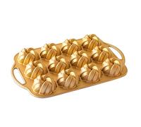 Nordic Ware Braided Mini Bundt Pan, Cast Aluminium Bundt Tin, Bundt Cake Tin with Braid Pattern, Cake Mould Colour: Gold
