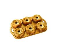 Nordic Ware Bundtlette Pan Brilliance - Cast Aluminium 1.2 L Mini for 6 Cakes - Gold - Made in USA
