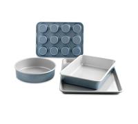 Nordic Ware Brilliant™ Colorful 4-Pc Baking Set, Nonstick made without PFAS or PTFE for safe cooking; Reinforced steel rim prevents warping; Half Sheet, 9x13 Inch Pan, 9-Inch Round Pan and Muffin Pan