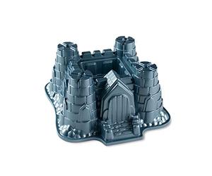 Nordic Ware Castle Bundt Pan, 3D Cast Aluminium Bundt Tin, Bundt Cake Tin for Birthday Cake, Cake Mould Made in the USA, Colour: Blue
