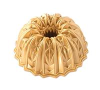 Nordic Ware Cut Crystal 10-Cup Bundt Pan, Original Cast Aluminium Bundt Tin, Bundt Cake Tin with Crystal Design, Cake Mould Made in The USA, Colour: Gold