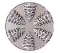 Nordic Ware Evergreen Cakelet Pan, Christmas Baking Tin, Cast Aluminium Cake Tin, Muffin Tray for Mini Cakes, Made in The USA, Colour: Silver