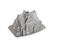 Nordic Ware Gingerbread House Bundt Pan, Seasonal Christmas Aluminium Bundt Tin, Bundt Cake Tin with Pattern, Cake Mould , Colour: Silver