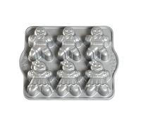 Nordic Ware Gingerbread Kids Cakelet Pan, Cast Aluminium Cake Tin for Making Festive Desserts, Non-Stick Bakeware Made in The USA, Colour: Silver