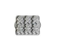Nordic Ware Gingerbread Kids Cakelet Pan, Christmas Aluminium Bundt Tin, Bundt Cake Tin for Gingerbread, Premium Cake Mould Made in the USA, Colour: Silver