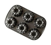 Nordic Ware Original Bundtlette Pan, Cast Aluminium Mini Bundt Tin, Bundt Cake Tin for 6 Cakes, Cake Mould Colour: Graphite