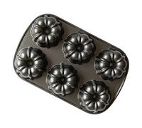 Nordic Ware Original Bundtlette Pan, Cast Aluminium Mini Bundt Tin, Bundt Cake Tin for 6 Cakes, Cake Mould Colour: Graphite