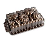 Nordic Ware Harvest Bounty Loaf Cake Tin, Cast Aluminium Baking Tin with Pumpkin Pattern, Loaf Tin Colour: Bronze