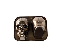 Nordic Ware Haunted Skull Cake Pan, 3D Cast Aluminium Bundt Tin, Bundt Cake Tin with Skull Pattern, Premium Cake Mould Made in The USA, Colour: Bronze, 88448
