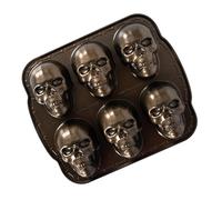 Nordic Ware Haunted Skull Cakelets Pan, Cast Aluminium Halloween Baking Pan with 6 Skull-Shaped Cavities, Non-Stick Bakeware Made in the USA, Colour: Bronze