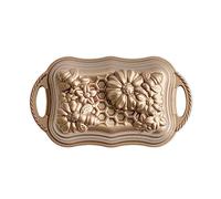 Nordic Ware Honeycomb Loaf Pan, Original Cast Aluminium Bundt Tin, Bundt Cake Tin with Bee Pattern, Cake Mould Made in The USA, Colour: Gold, 6 Cup Capacity
