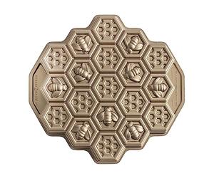 Nordic Ware Honeycomb Pull-Apart Dessert Bundt Cake Pan, Original Cast Aluminium Tin, Geometric Pattern, Cake Mould Made in the USA, Colour: Gold, 10 Cup Capacity