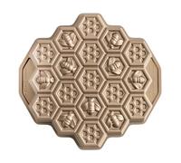 Nordic Ware Honeycomb Pull - Apart Pan, Original Cast Aluminium Bundt Tin, Bundt Cake Tin with Bee Pattern, Cake Mould Made in The USA, Colour: Gold