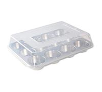 Nordic Ware Naturals 12 Cavity Muffin Pan with High-Domed Lid, Cupcake Tray with Superior Heat Conductivity, Premium Bakeware, Made in the USA, Silver