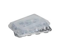 Nordic Ware Naturals 12 Cavity Muffin Pan with Lid, Cupcake Tray with Superior Heat Conductivity, Premium Bakeware for Evenly Browned Treats, Made in the USA, Silver