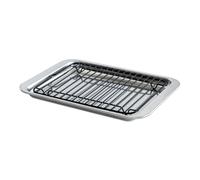 Nordic Ware Naturals 2 Piece Compact Pan Set, Toaster Oven, Counter Ovens, Air Fryer and Broiler Safe, Personal Size for 1-2 Portions - Includes Compact Baking Sheet with Broiling Rack