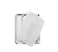 Nordic Ware Naturals Quarter Sheet & Quarter Sheet With Lid in Silver Nordic Ware Silver