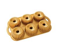 Nordic Ware Bundtlette Pan Brilliance - Cast Aluminium 1.2 L Mini for 6 Cakes - Gold - Made in USA