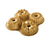 Nordic Ware Bundt Pan – Bundt Quartet, 9-Cup Cast Aluminium, Multiple Designs – Gold