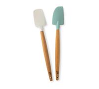 Nordic Ware 02108 Small Detachable Head Set of 2, Silicone Spatula with Wooden Handle, High-Quality Equipment for Baking, Colour: Black, Wood, Sea Glass/White