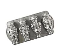 Nordic Ware Nutcracker Sweets Cakelet Pan, Cast Aluminium Baking Pan with 4 Unique Moulds, Non-Stick Kitchen Accessories Made in The USA, Colour: Silver