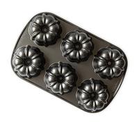 Nordic Ware Original Bundtlette Pan, Cast Aluminium Mini Bundt Tin, Bundt Cake Tin for 6 Cakes, Cake Mould Colour: Graphite