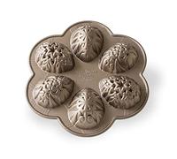 Nordic Ware Ornamental Egg Cakelet Pan, Cast Aluminium Cake Tin with Easter Design, Premium Non-Stick Pan Made in The USA, Colour: Toffee