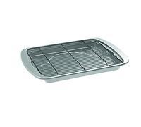Nordic Ware Oven Crisp Baking Tray, Aluminium Crisping Tray with Carbon Steel Rack, Premium Bakeware Made in the USA, Silver, L 15.6" x W 11.6" x H 1.6"