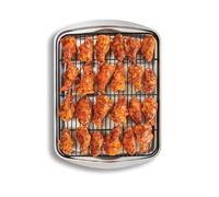 Nordic Ware Oven Crisp Baking Tray, Aluminium Crisping Tray with Carbon Steel Rack, Premium Bakeware Made in the USA, Silver, L 15.6" x W 11.6" x H 1.6"