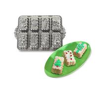 Nordic Ware Pro-Cast Holiday Mini Loaves Cake Tin, Cast Aluminium Mini Loaf Tin, Quality Non-Stick Cake Bake Tray, Colour: Silver