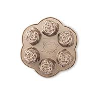 Nordic Ware Rosebud Cake Pan, Rose Shaped Cake Mould Tray, Cast Aluminium Rosebud Cake Tin, Muffin Tray for Six Perfect Rosebuds, Made in the USA Colour: Toffee