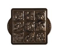 Nordic Ware Seasonal Squares Pan, 3D Cast Aluminium Bundt Tin, Bundt Cake Tin with Autumn Pattern, Premium Cake Mould Made in The USA, Colour: Bronze