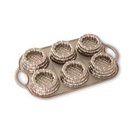 Nordic Ware Shortcake Baskets Cakelet Pan, Mini Basket Cake Mould Tray, Cast Aluminium Cake Tin, Muffin Tray for Spring, Made in The USA Colour: Toffee