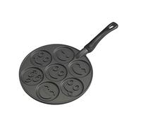 Nordic Ware Smiley Face Pancake Pan, Cast-Aluminium Frying Pan, Pan for 7 Pancakes, Mini Pancake Maker - Black, 10 1/2 inch diameter