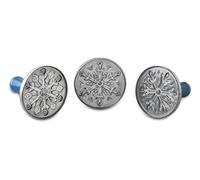 Nordic Ware Snowflake Cookie Stamps (Set of 3), Sturdy Cast Aluminium Cookie Stamp Set, Cookie Press Set Made in The USA, Sturdy and Durable Biscuit Maker Press Set, Grey/Blue