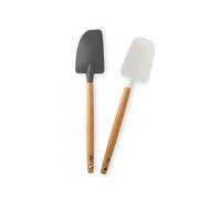 Nordic Ware Spatula with Detachable Silicone Head Set of 2, Silicone Spatula with Wooden Handle, High-Quality Equipment for Baking, Colour: Black/White