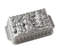 Nordic Ware Winter Wonderland Loaf Pan, Christmas Cast Aluminium Bundt Tin, Bundt Cake Tin with Santa Pattern, Cake Mould Made in The USA, Colour: Silver