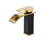 Nordic Waterfall Bathroom Basin Faucet - Matte Black Waterfall Tap for Bathroom Sink, Single Handle Hot & Cold Mixer, 201 Stainless Steel & Ceramic Valve, Modern Scandi Design Includes G1/2 Pipes