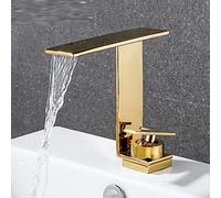 nordic waterfall style basin faucet hot and cold home toilet bathroom counter basin sink washbasin, golden