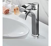 nordic waterfall style simple full copper toilet home hot and cold washbasin washbasin wash basin faucet, silver waterfall (countertop basin)