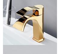nordic waterfall style simple full copper toilet home hot and cold washbasin washbasin wash basin faucet, golden waterfall (undercounter basin)
