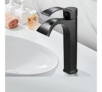 nordic waterfall style simple full copper toilet home hot and cold washbasin washbasin wash basin faucet, black waterfall (countertop basin)