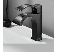 nordic waterfall style simple full copper toilet home hot and cold washbasin washbasin washbasin faucet, black waterfall (undercounter basin)