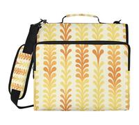 Nordic Wheat Ear Pattern in Golden Yellow 3 Ringing Binder with Extra Pockets with Strap Multiple Pockets School Supplies Organizer for Middle School