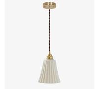 Nordic White Ceramic Pendant Light - E27 Brass Ceiling Fixture Small Drop Light Chandelier for Living Room Stylish Hanging Lamp for Modern Home Decor