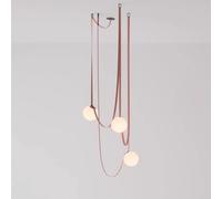 Nordic White Glass Globe Chandelier Mid-Century Modern Pendant Light DIY Spider Shape Hanging Lamp Adjustable Leather Chain Unique Ceiling Fixture for High Ceilings