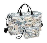 Nordic White Merry Christmas House Decorative Large Carry On Airport Bag Workout Bag with Adjustable Strap for Hiking Large Capacity bolso para viajar