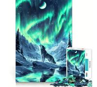 Nordic Wolf Aurora Borealis for Adults 1000 Piece Puzzle Mind Challenge Toy Calm Escape Quality Cut Art Collection Piece (38x26cm)